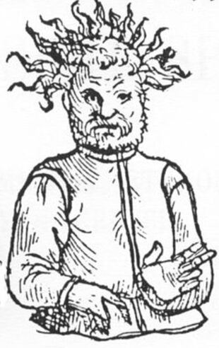 Medieval etching of the Lithuanian pagan thunder-god Perkūnas